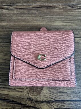 Coach Pink Pebbled Leather Small Wallet with Gold 'C' Accent